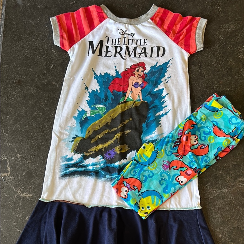 Disney The Little Mermaid Upcycled Dress and Leggings